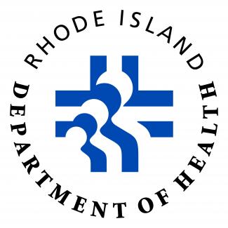 Black and blue logo for the Rhode Island Department of Health